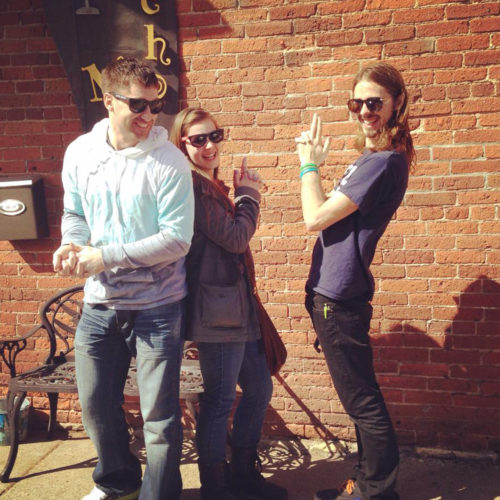 Sam, David and Theresa at a restaurant in Hudson, WI