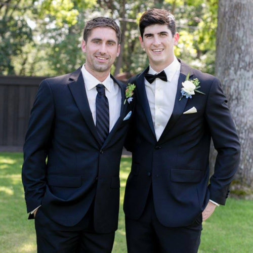Sam and Jack on Jack's wedding day, 2015