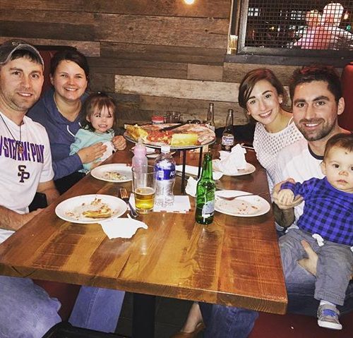 Steve, Nikki, Autumn & Forrest at Giordano's Pizza in Uptown, 2017