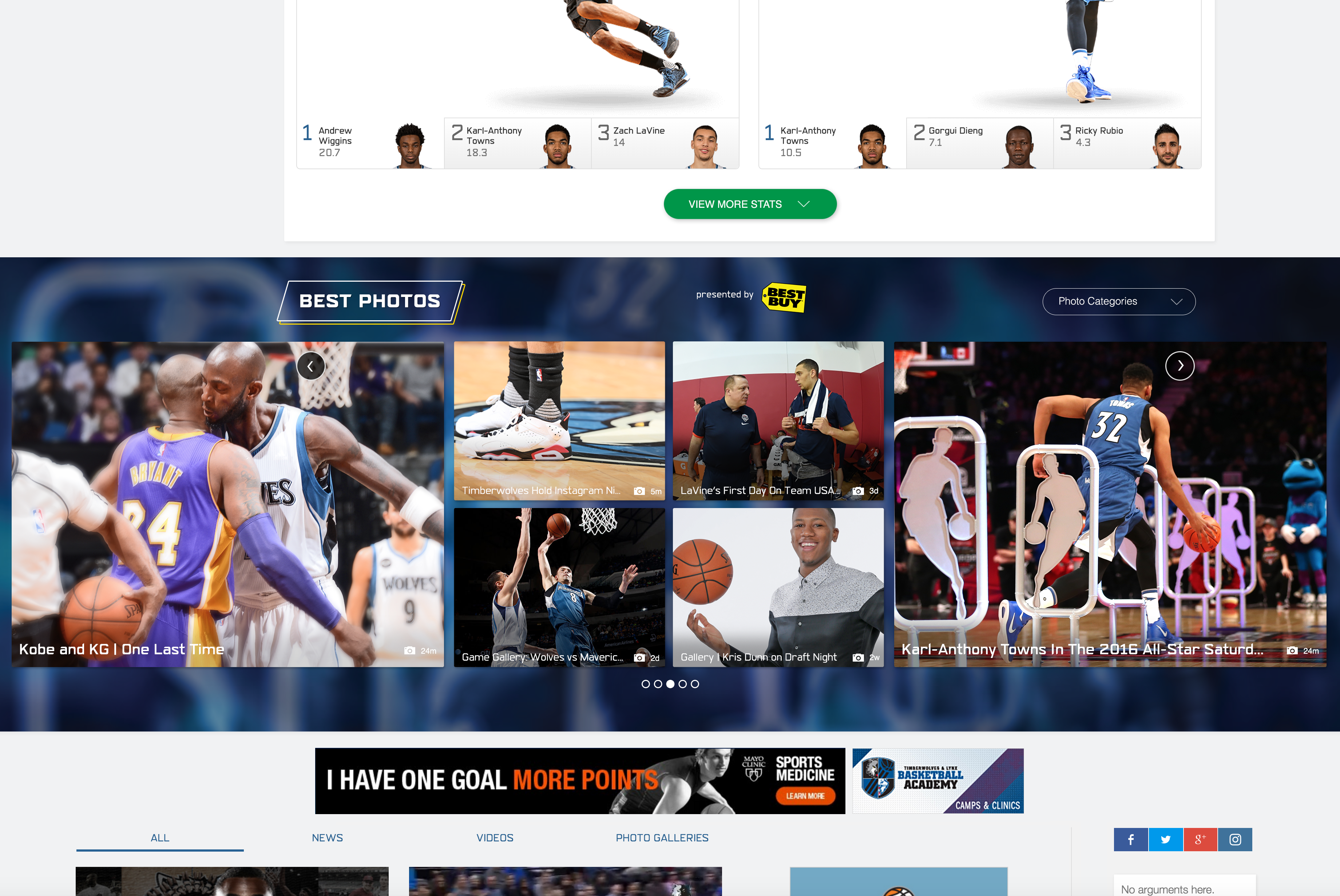 Timberwolves Home Page Redesign, Desktop