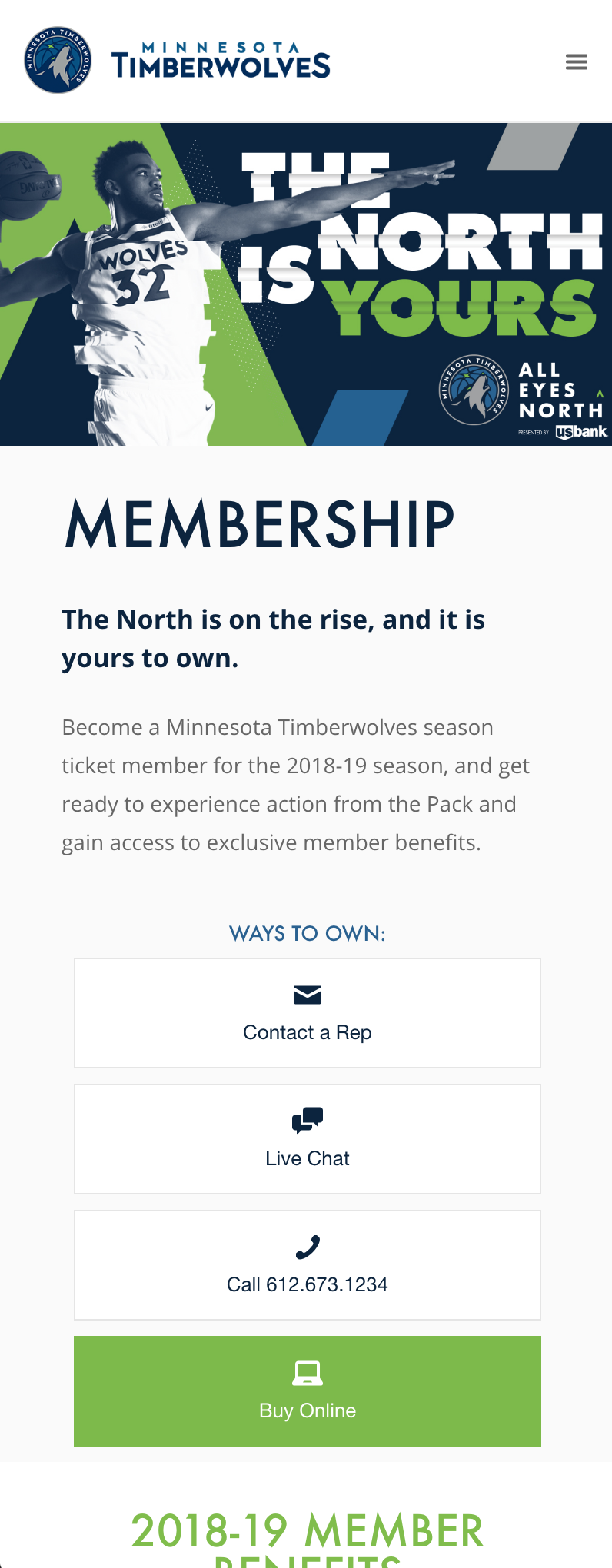 Timberwolves New Sales Microsite Mobile